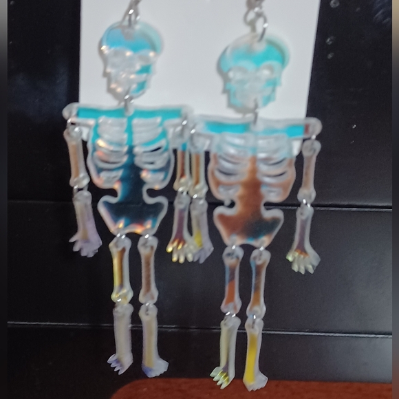 Skeleton Dangling Earrings- Iridesent - Picture 2 of 10